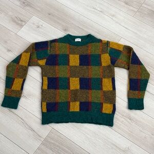 Wolf & Rita super Cozy Plaid Kids Sweater in Green and Yellow